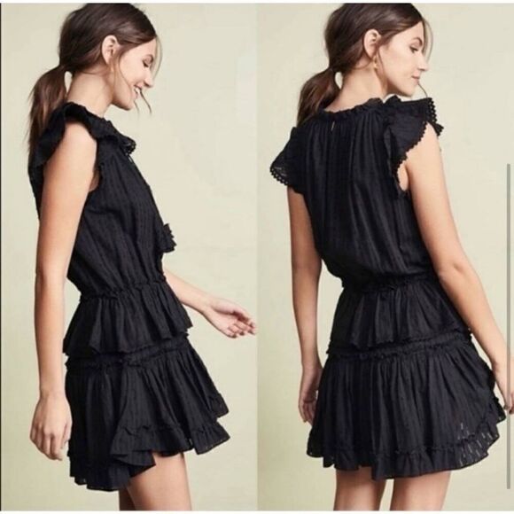 Misa Lilian Black Mini Ruffles Dress XS - Picture 2 of 12